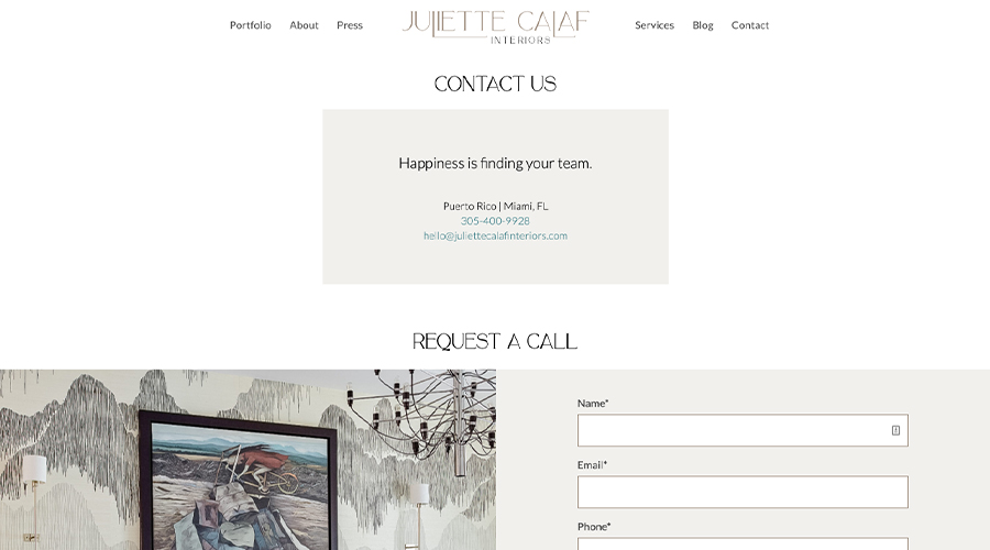 Contact Juliette Calaf Interiors
