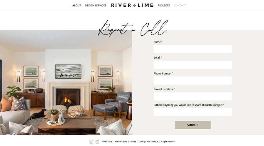 River And Lime Contact Page Web Design
